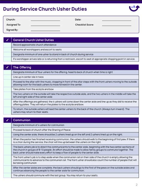 During Service Church Usher Duties | Xenia Templates