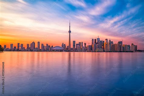 Toronto downtown skyline with sunset Stock Photo | Adobe Stock