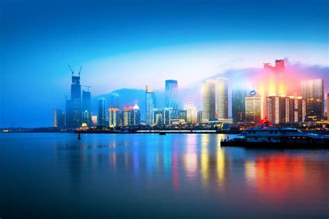 Qingdao Skyline Night Shandong China Stock Photos - Free & Royalty-Free ...