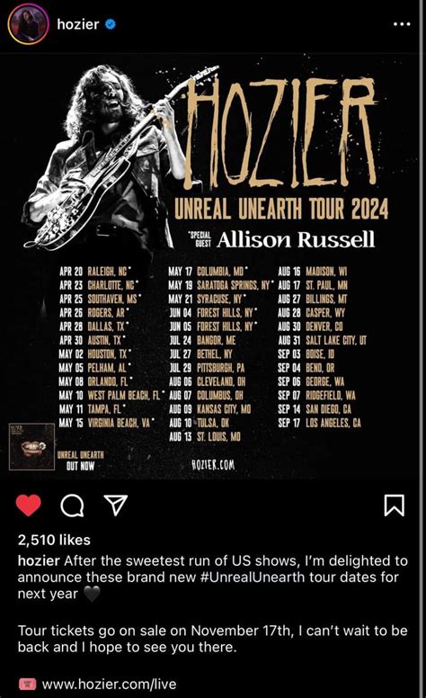 Hozier Tour 2024 Tickets - Noami Angelika