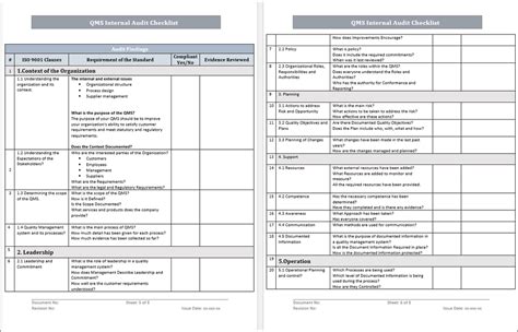 ISO 9001 QMS Internal Audit Checklist Word Template – ISO Templates and ...