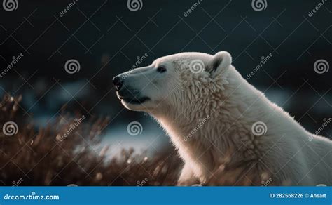 Beautiful Bear in Its Natural Habitat. Close Up of a White Bear in ...