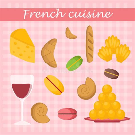 Set Of Cartoon French Food Objects Stock Vector - Image: 50437123