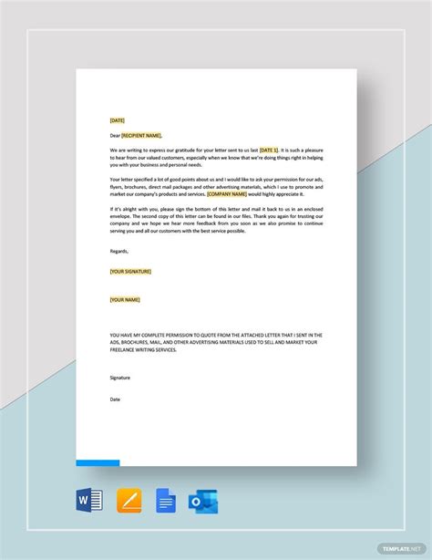 Permission to Use Unsolicited Testimonial Template in Google Docs, Word ...