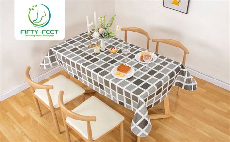 Amazon.com: FIFTY-FEET 70 * 52 Inch Rectangle Tablecloth, Vinyl ...