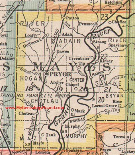 Mayes County, Oklahoma 1922 Map | Map, Oklahoma history, Oklahoma