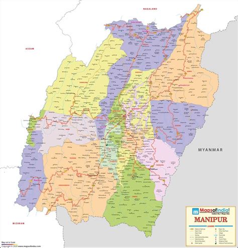 Manipur Detailed Political Map - 2020 Edition (27.5"W X 28.6"H ...