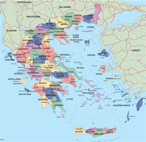 greece political map. Illustrator Vector Eps maps | Order and download ...