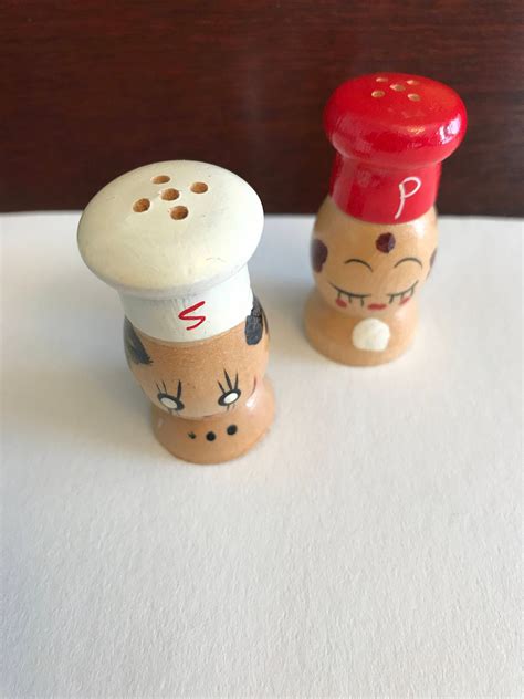 Vintage Chef Salt Pepper Shakers, Handpainted wood salt pepper set ...