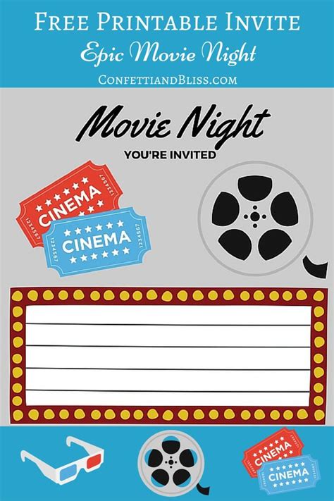 FREE PRINTABLES | PRINTABLE MOVIE NIGHT INVITE | Movie party ...