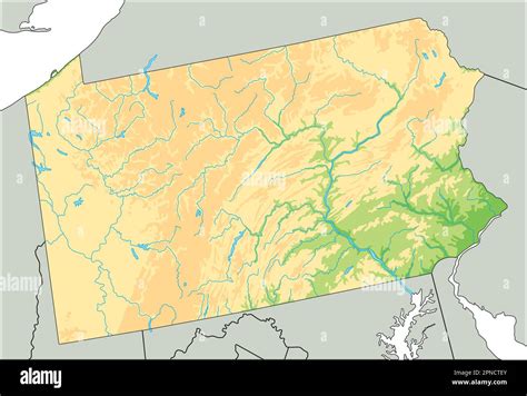 High detailed Pennsylvania physical map Stock Vector Image & Art - Alamy