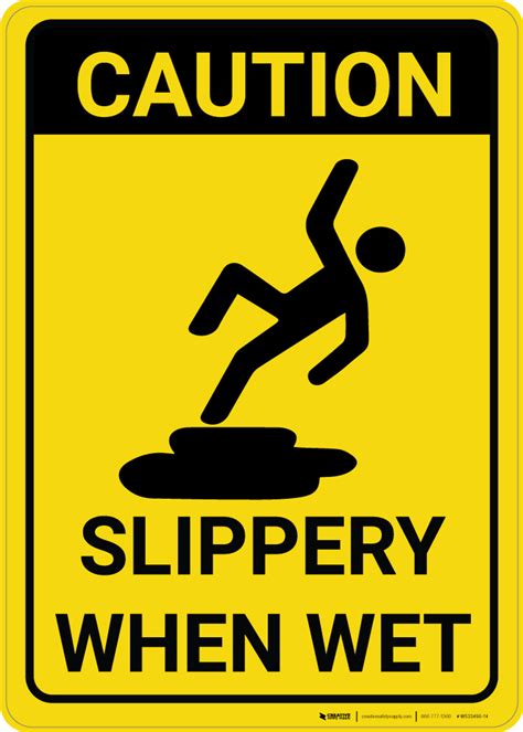 Caution: Slippery When Wet With Graphic Vertical - Wall Sign | Creative ...