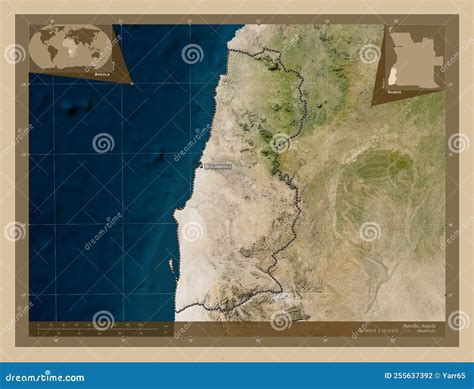 Namibe, Angola. Low-res Satellite. Labelled Points of Cities Stock ...