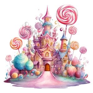 Candyland Castle Clipart 12 High Quality Pngs, Digital Paper Crafting ...