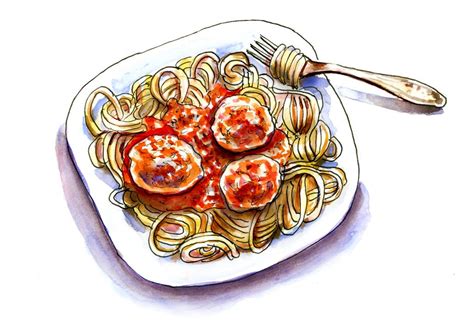 Spaghetti And Meatballs ~ Doodlewash®