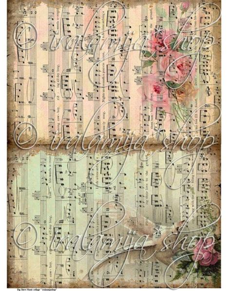 BIG SHEET Music Collage Digital Images printable Download - Etsy