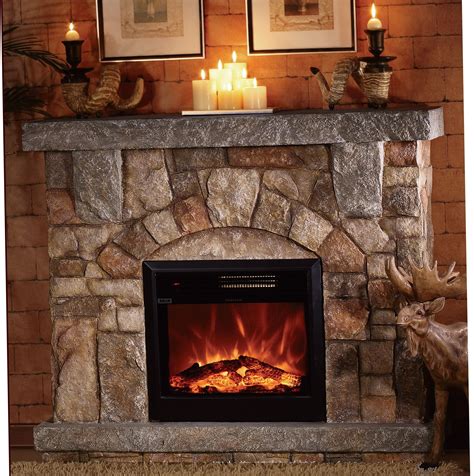 Large Stone Electric Fireplace | Stone electric fireplace, Diy stone ...