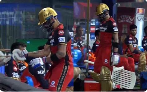 Virat Kohli Angry Reaction: RCB captain smashes the chair after being ...