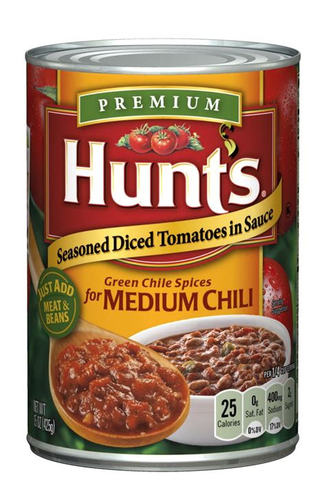 Hunts Seasoned Diced Tomatoes in Sauce for Medium Chili 15 oz - Walmart.com