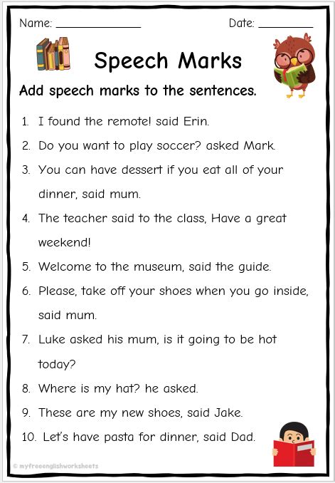 Grade 2 Speech Marks Worksheets | Free English Worksheets