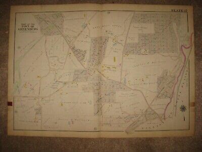 ANTIQUE 1911 GREENBURGH NEW YORK HANDCOLORED MAP GOLF CLUB FAIR GROUNDS ...