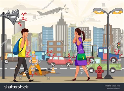 Noise Pollution Cause Vector Illustration People Stock Vector (Royalty ...