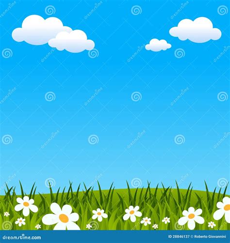 Spring Background With Small Flowers And Ladybugs Cartoon Vector ...