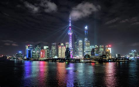 Shanghai Skyline At Night Photograph by Martin Puddy | Pixels