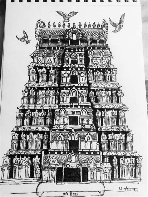 Blessings of the temple are priceless... temple art using ballpoint pen ...