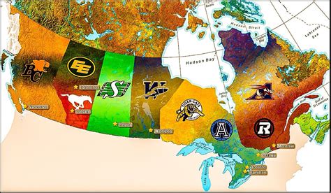 A map of the cfl teams | Canadian football league, Canadian football ...