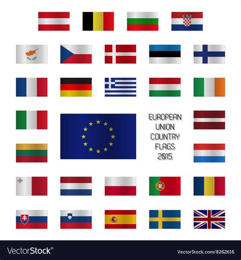 Set od european union country flags Royalty Free Vector