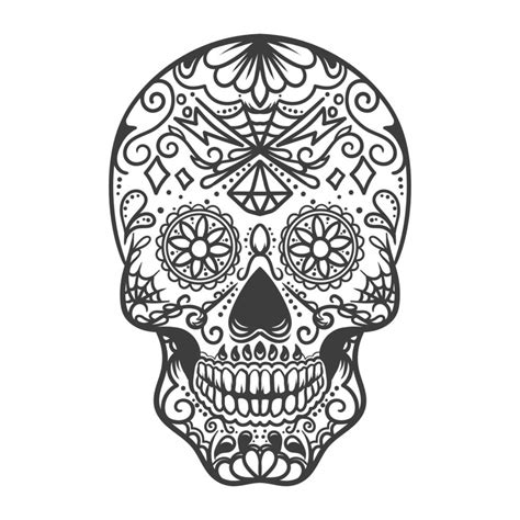 Mexican skull illustration monochrome on white background 2166723 ...