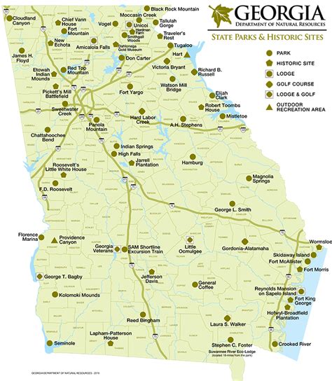 Georgia State Parks Map | Color 2018