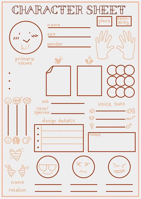 Simple OC Character Sheet Blank Template Printable - Etsy