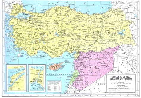 Detailed political map of Syria and Turkey. Syria and Turkey detailed ...