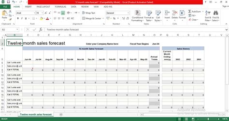 12-Month Sales Forecast Excel Template