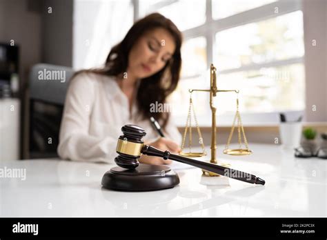 Female Lawyer In Courtroom Stock Photo - Alamy