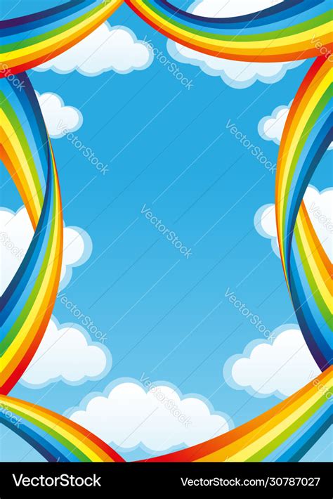 Rainbow frame with clouds Royalty Free Vector Image