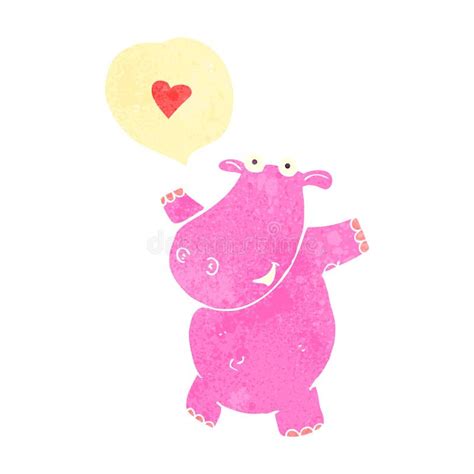 Retro cartoon pink hippo stock illustration. Illustration of retro ...