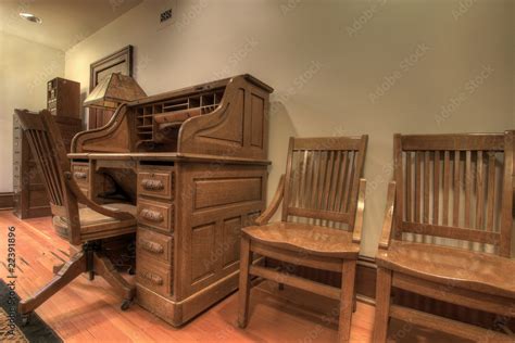 Antique Oak Roll Top Desk Stock Photo | Adobe Stock