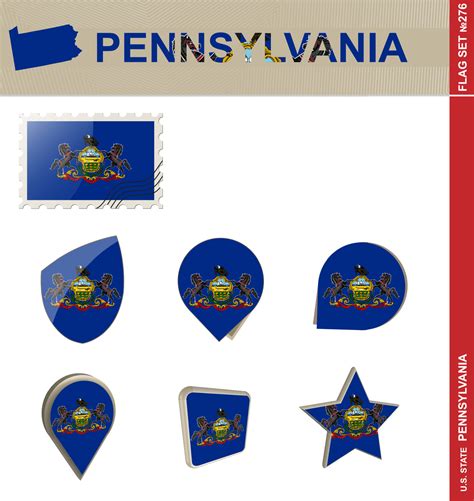 Pennsylvania Flag Set, Flag Set 8804240 Vector Art at Vecteezy