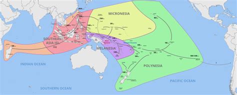 Map showing the migration of the Austronesian peoples