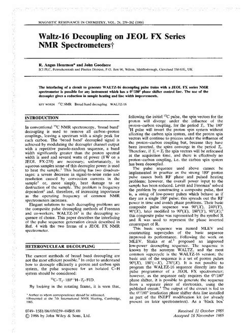 (PDF) Waltz-16 decoupling on JEOL FX series NMR spectrometers - DOKUMEN ...