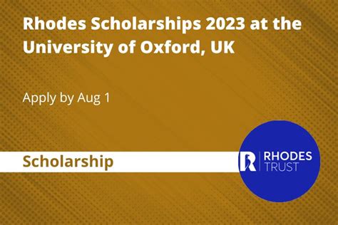 Rhodes Scholarships 2023 at the University of Oxford, UK [5 Slots ...