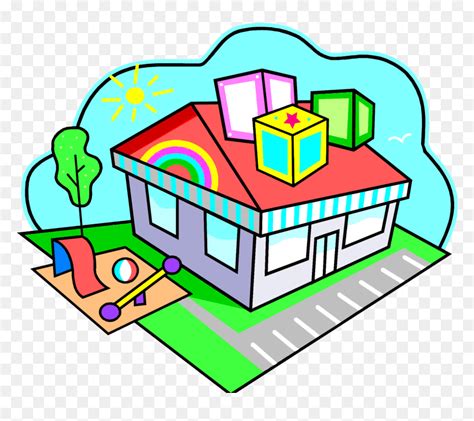 Daycare House Clipart - Kindergarten School Clip Art, HD Png Download - vhv