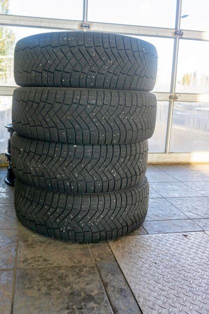 Premium Photo | Set of winter tires to be installed on a truck