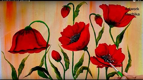 Red Poppy Flower Painting | Acrylic Painting Tutorial - YouTube