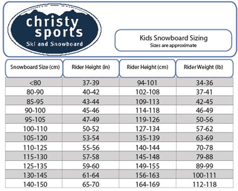 Snowboard Binding Size Chart