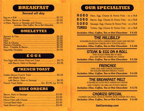 Breakfast Menu – Deli Central