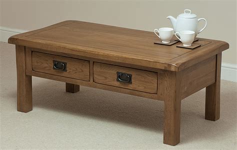 Original Rustic Solid Oak 4 Drawer Storage Coffee Table | Podspot